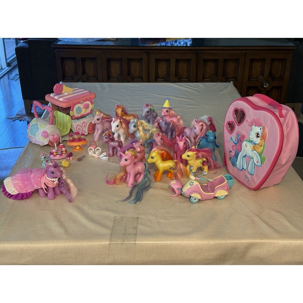Vintage My Little Pony Lot Of 38, 20 My Little Ponies, 18 Accessories Well Used